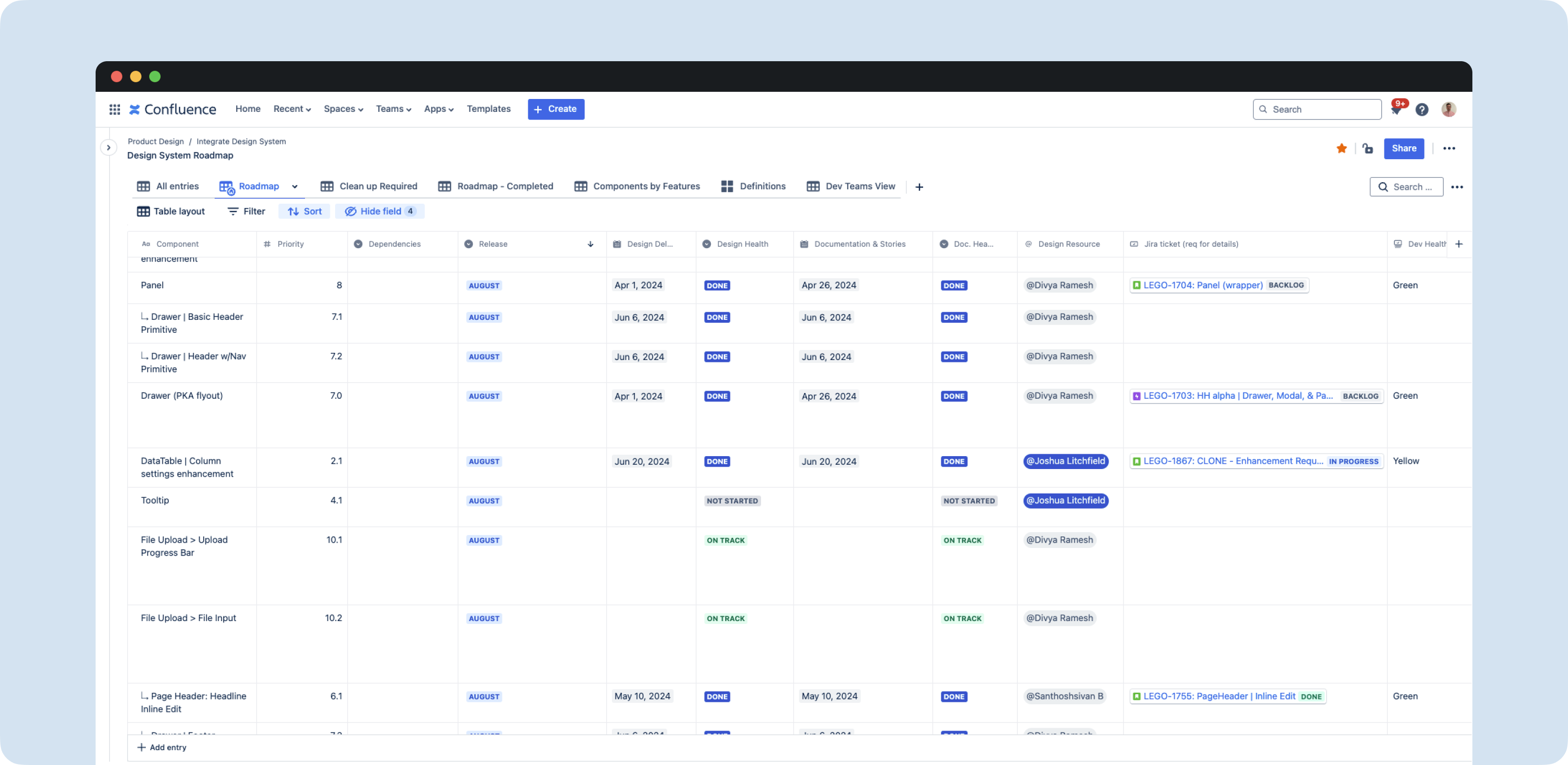 Integrate Design System roadmap